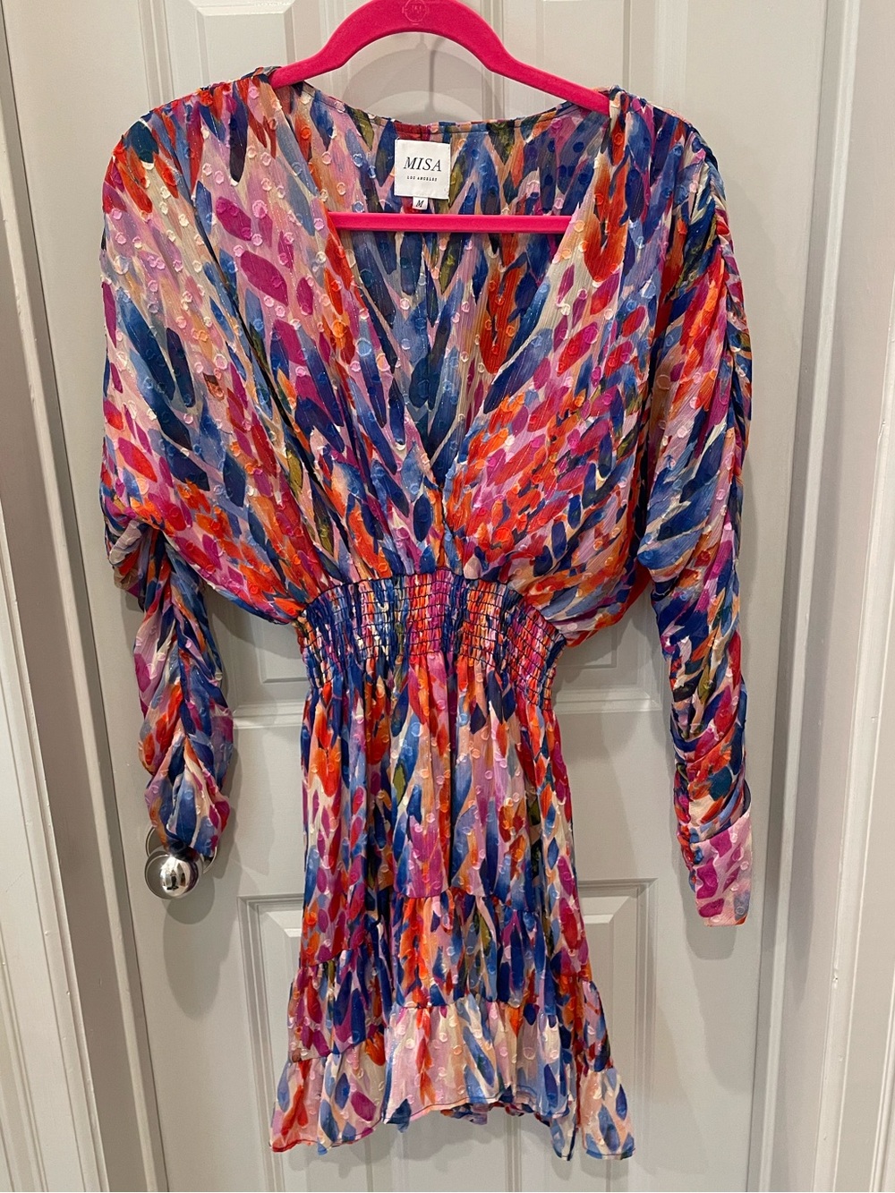 Misa Los Angeles Multicolor Brushstroke V-Neck Dress